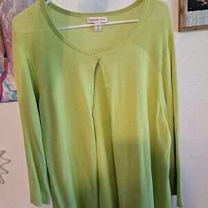 Coldwater Creek Green Long Sleeve Button Up Sweater